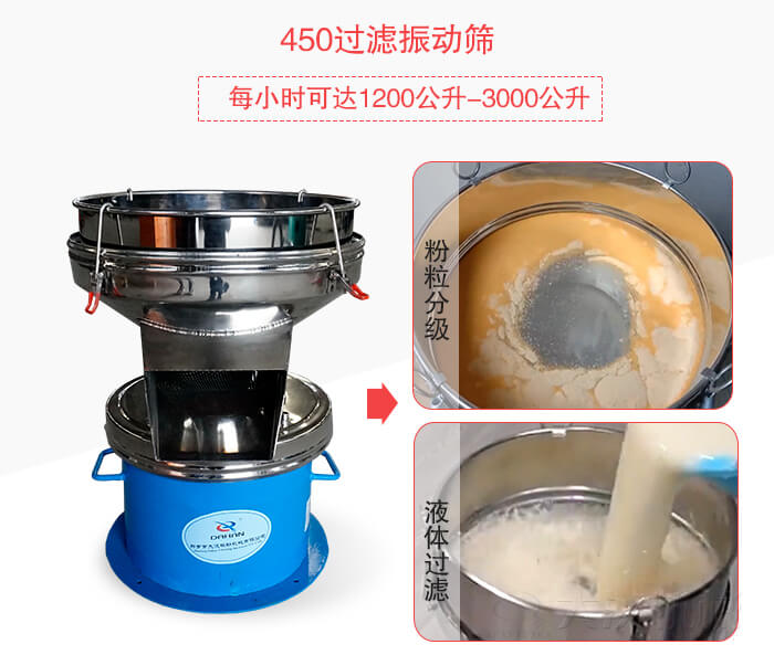450過濾振動(dòng)篩粉狀，液體物料篩分過濾展示圖